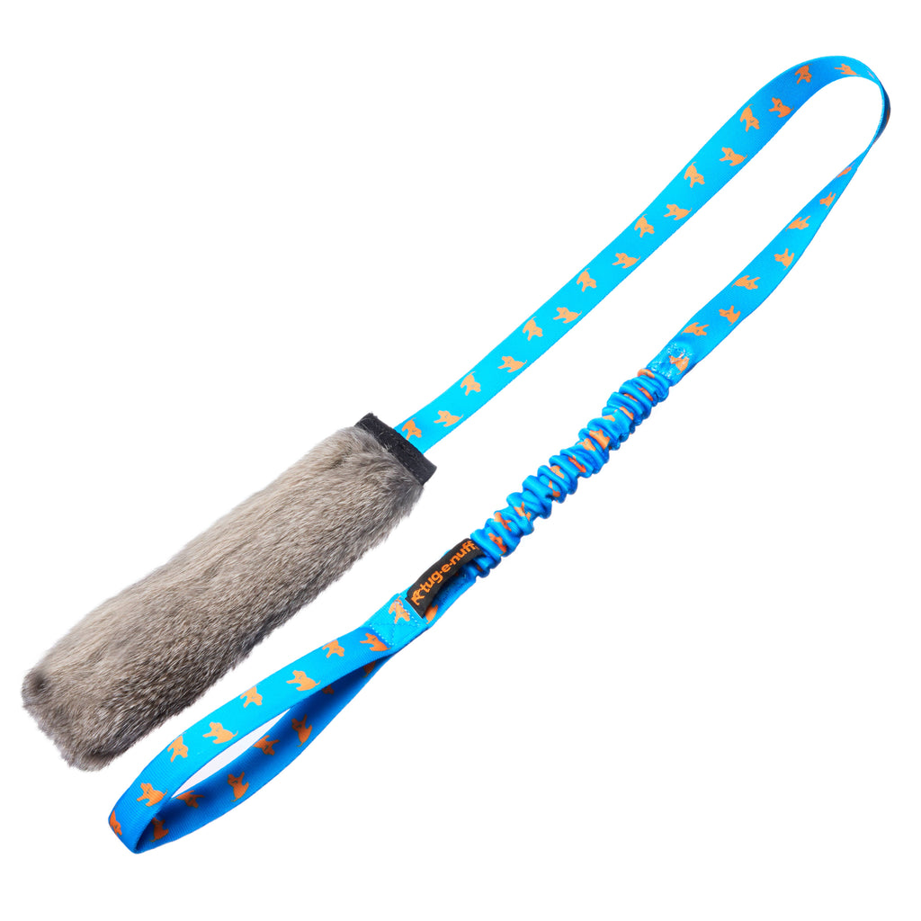 Tug-E-Nuff - Rabbit Fur Squeaky Bungee Chaser Tug Toy