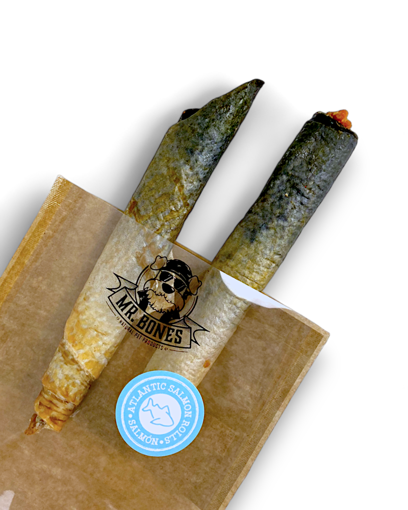 Mr.Bones Natural Dog Chews – Atlantic Salmon Rolls – Natural Dental Health