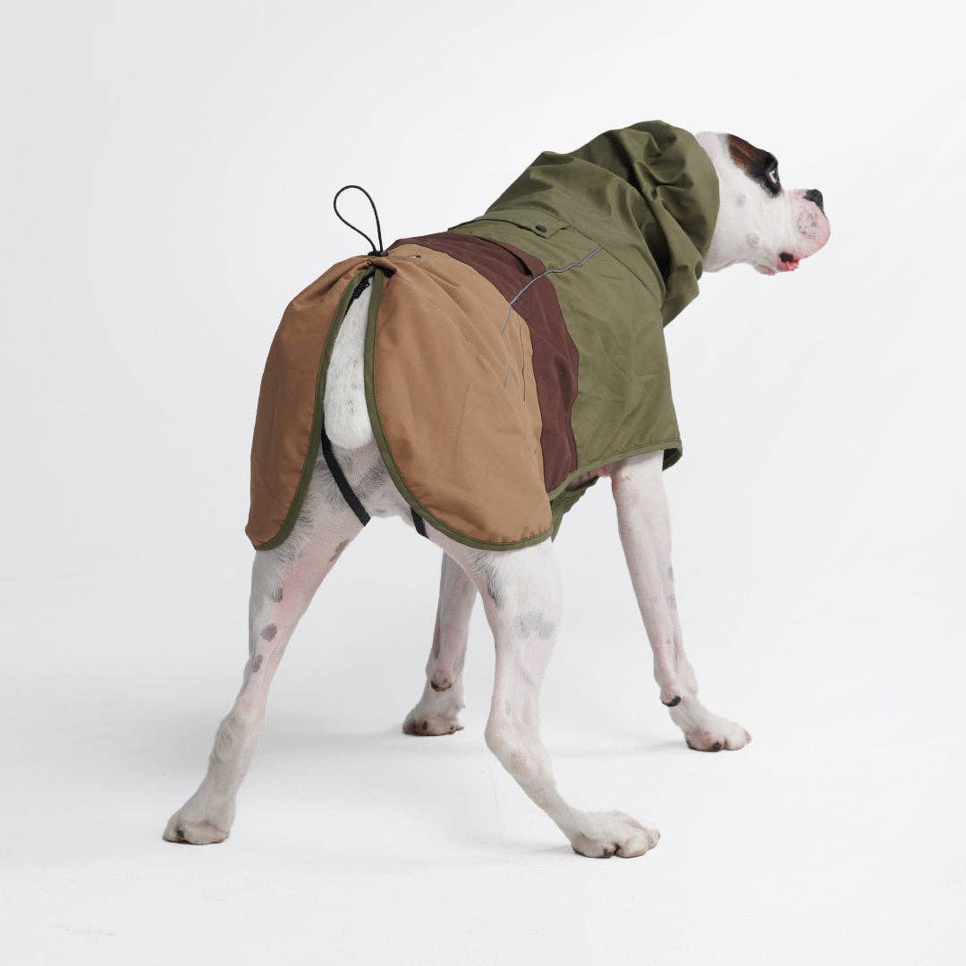 Spark Paws - Breatheshield™ Dog Raincoat - Green Brown Tan