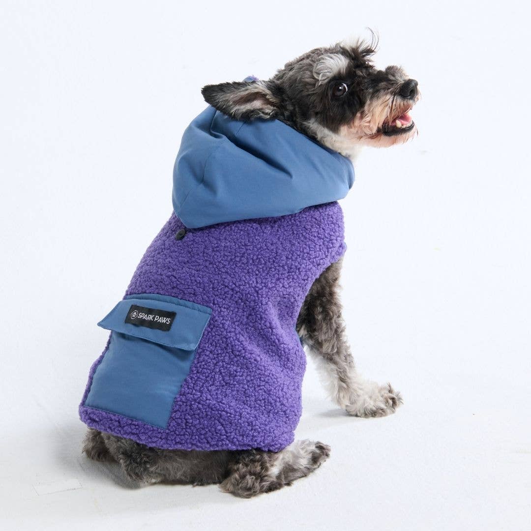 Spark Paws - Reversible Sherpa Jacket - Purple and Blue