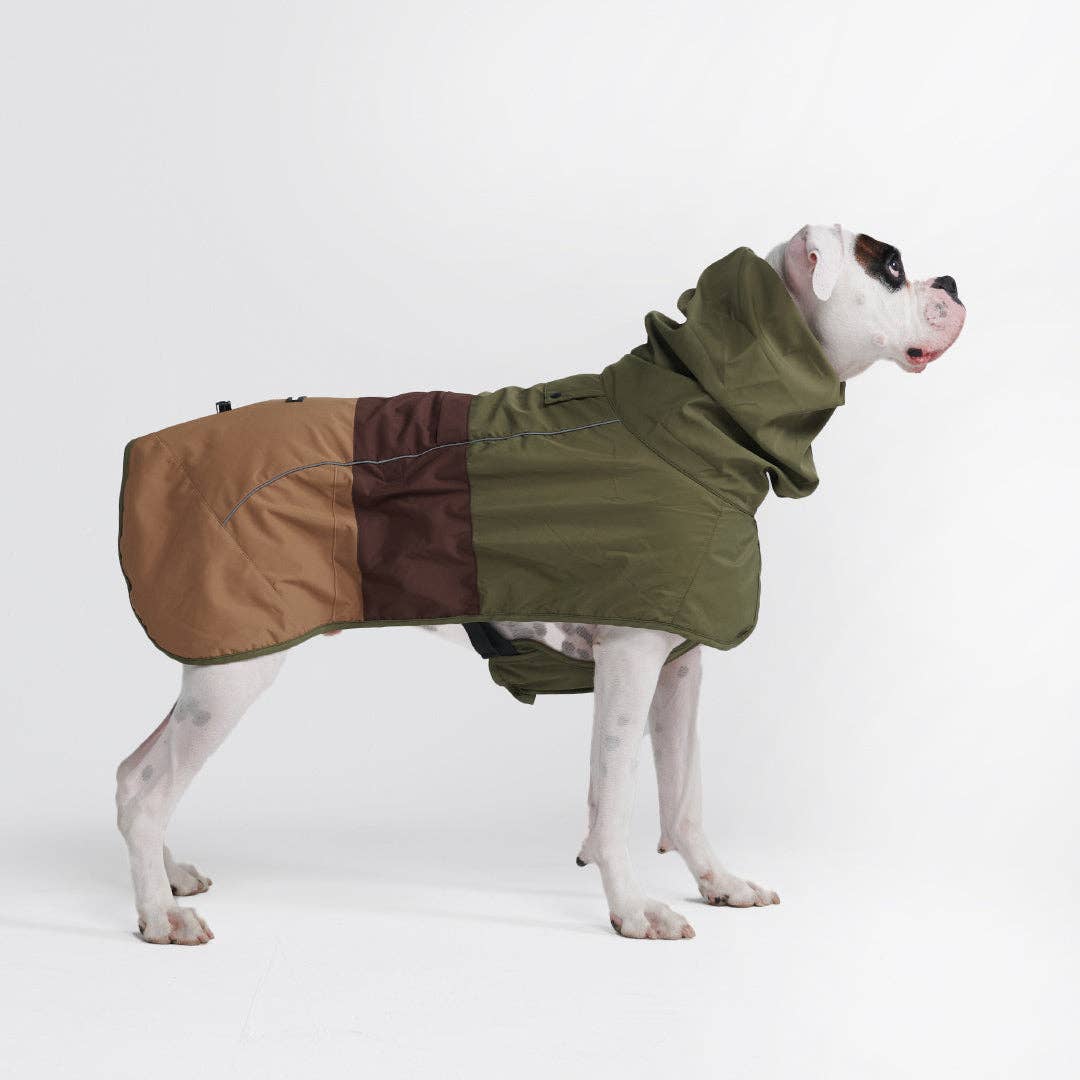 Spark Paws - Breatheshield™ Dog Raincoat - Green Brown Tan