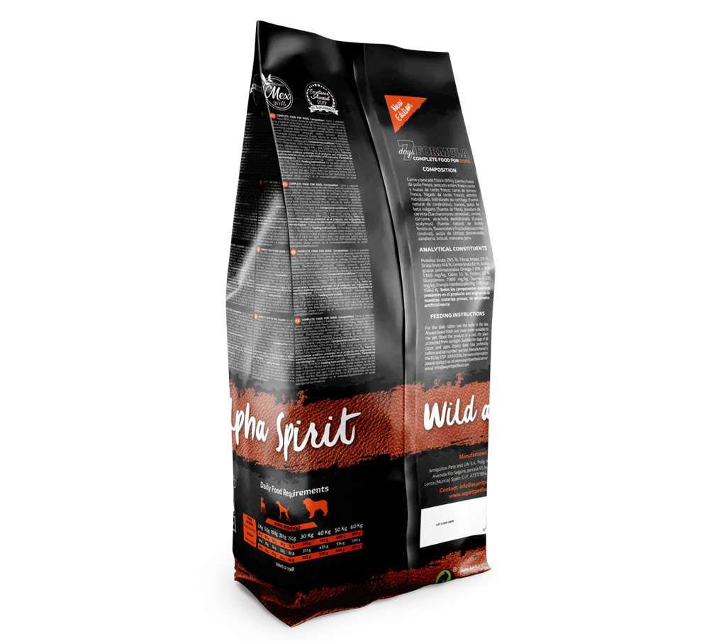 Alpha Spirit Kibble - 7 Days Formula (The Only One Range) for Adult Dogs
