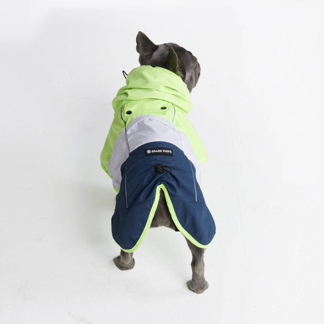 Spark Paws - Breatheshield™ Dog Raincoat - Lime White Navy