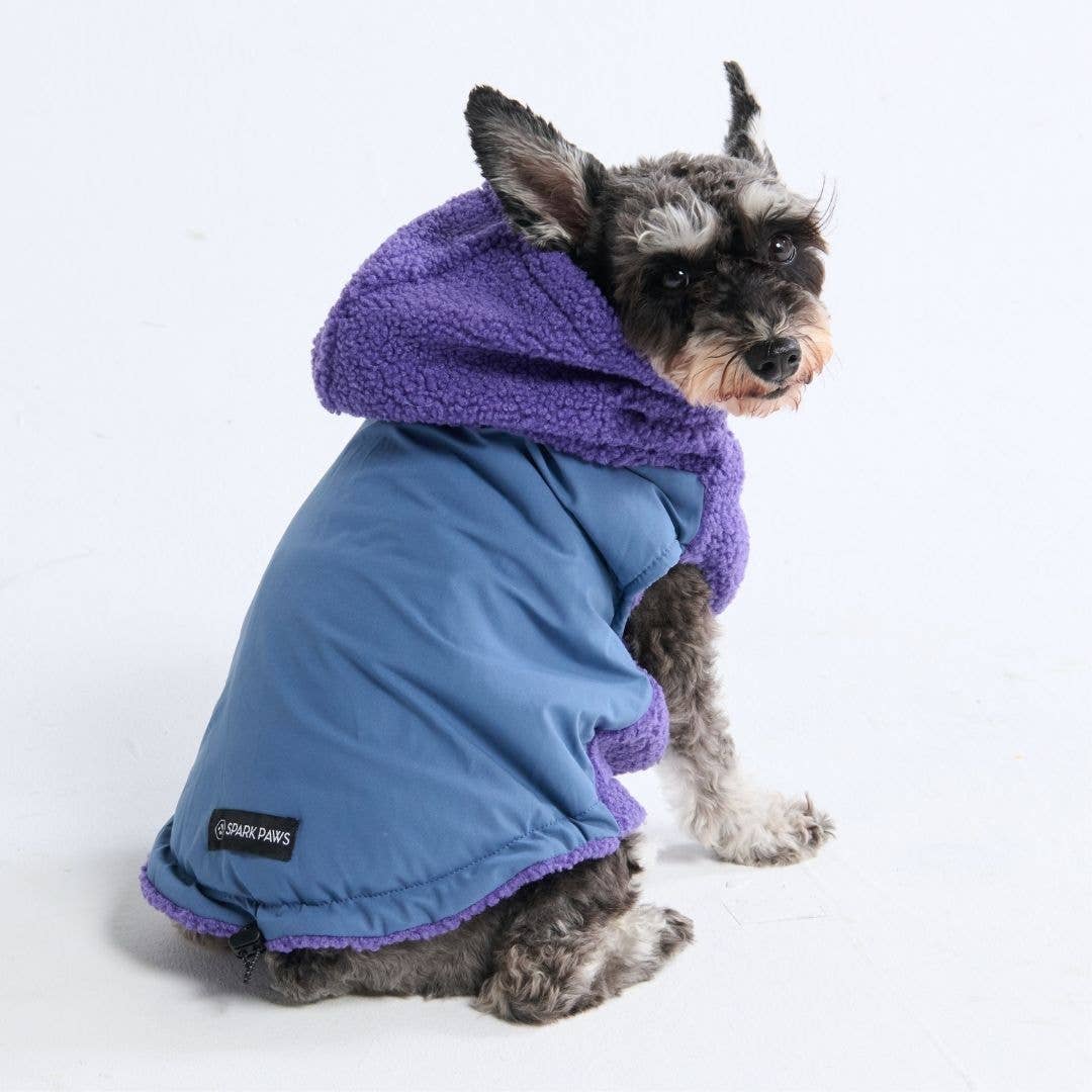 Spark Paws - Reversible Sherpa Jacket - Purple and Blue