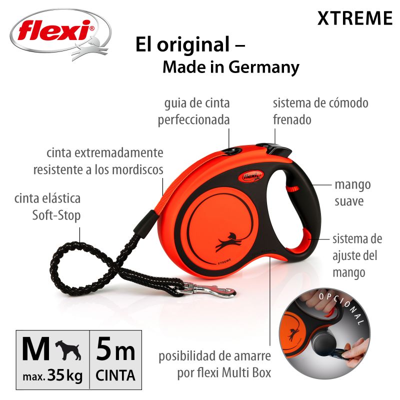 Flexi – Xtreme Tape Leash M Orange – Bite Resistant