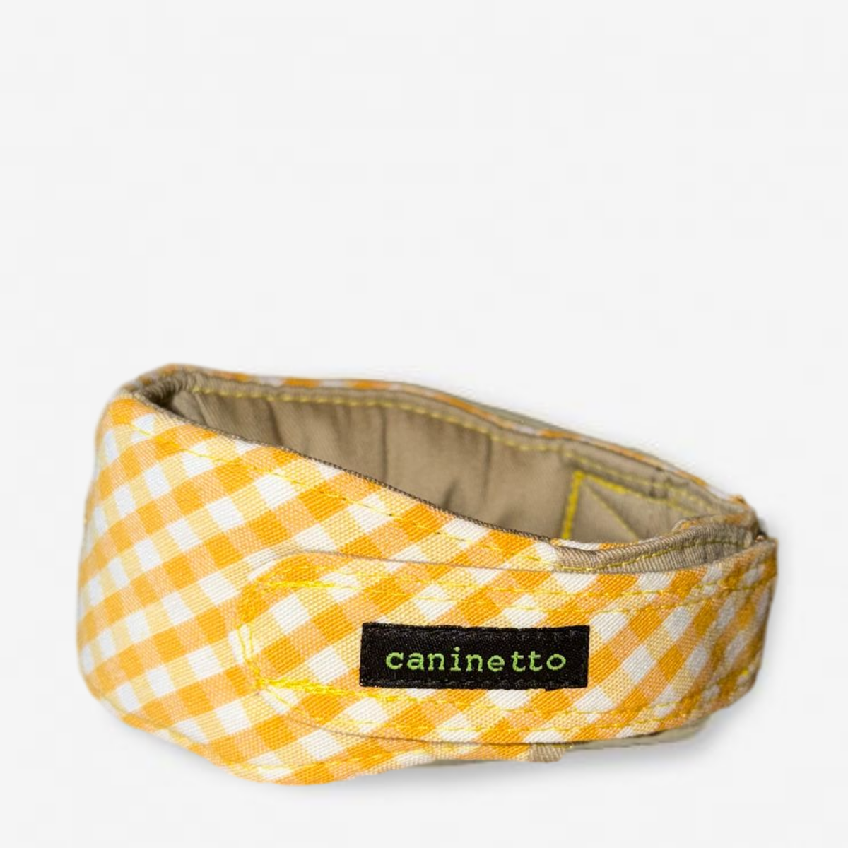 Caninetto Collar Acolchado Vichy Amarillo para Galgos