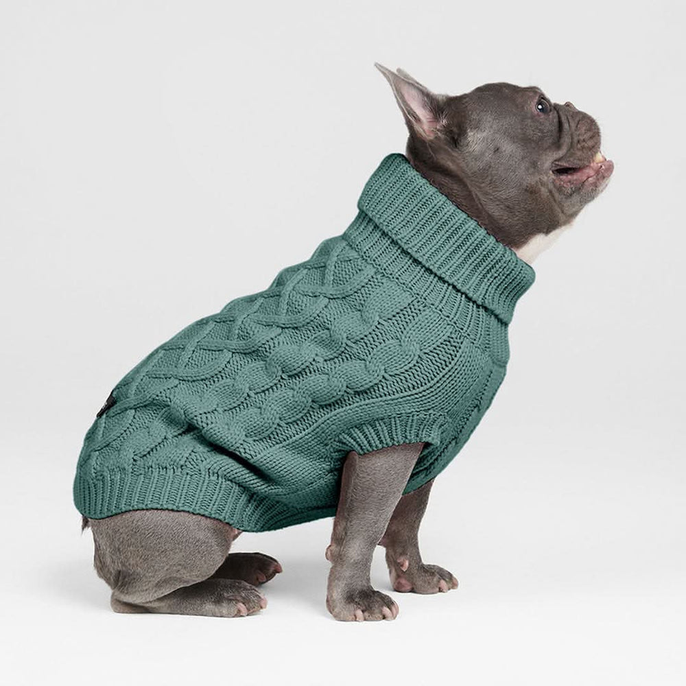 Spark Paws - Jersey de punto trenzado para perros - Pino Verde