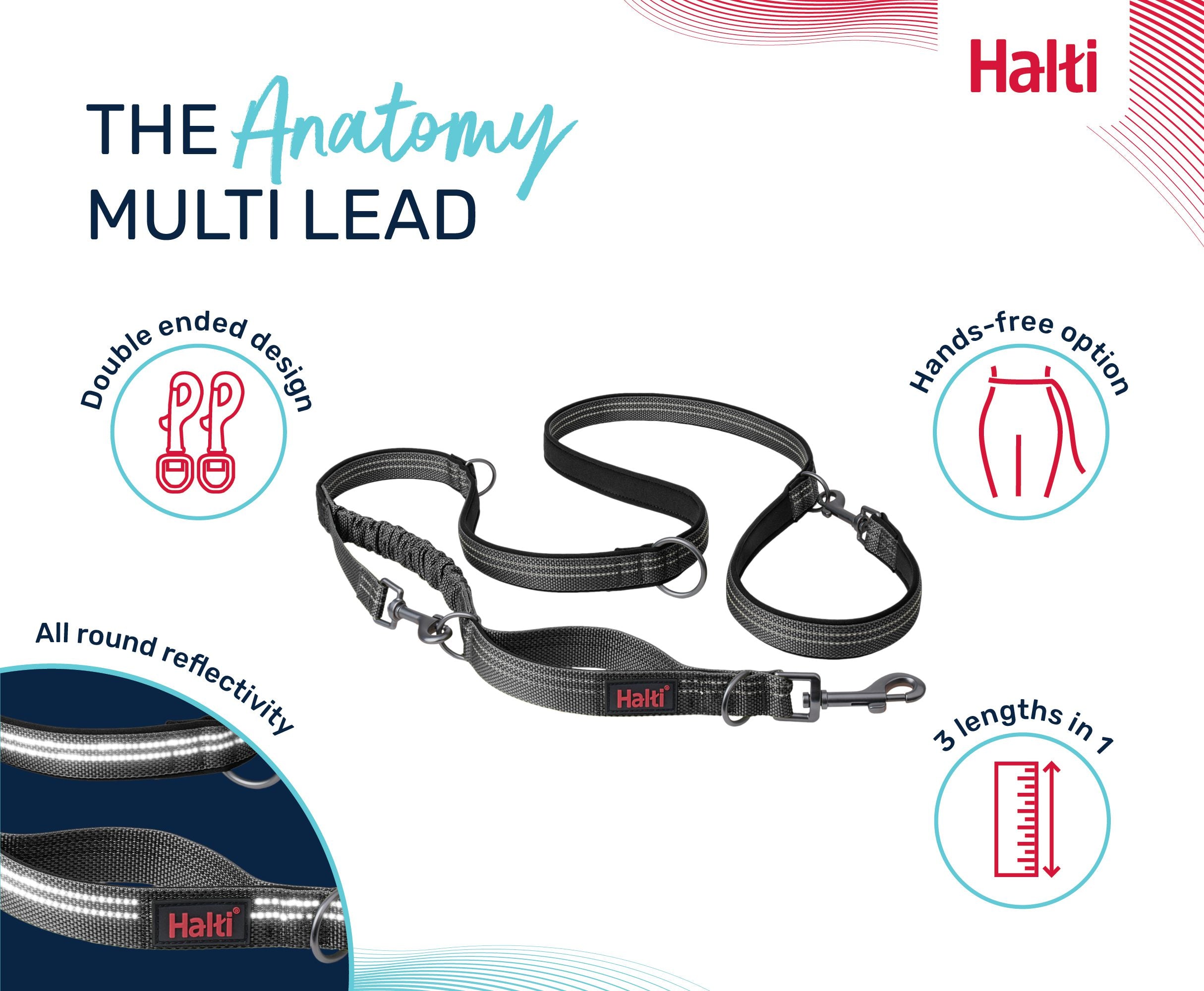 Halti – Anatomy Multiposition Leash – Aquamarine