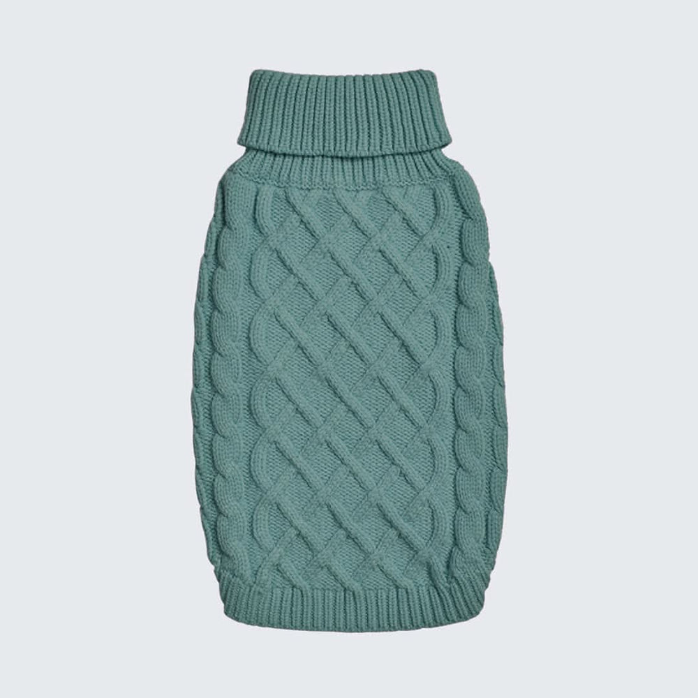 Spark Paws - Jersey de punto trenzado para perros - Pino Verde