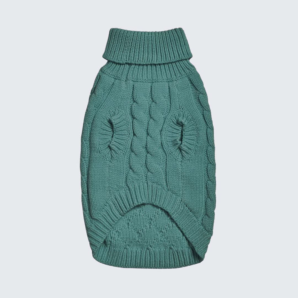 Spark Paws - Jersey de punto trenzado para perros - Pino Verde