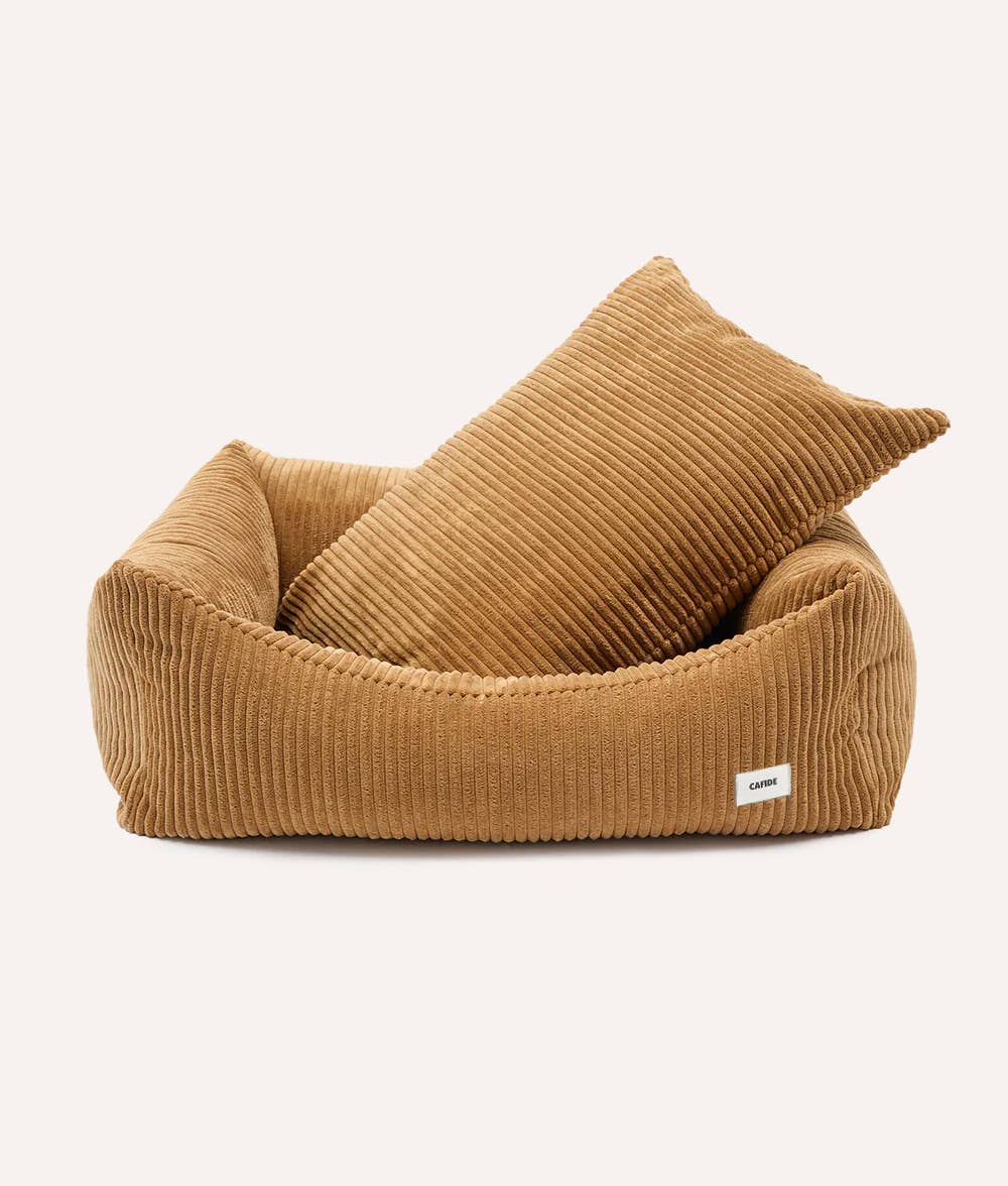 CAFIDE – Mustard Corduroy – Recycled Foam Fill Dog Bed