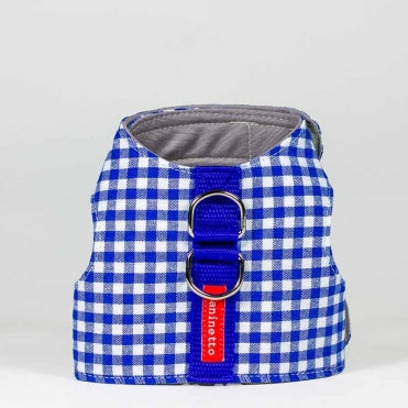 Caninetto Dog Harness Vichy Electric Blue - Nylon with Velcro Closures