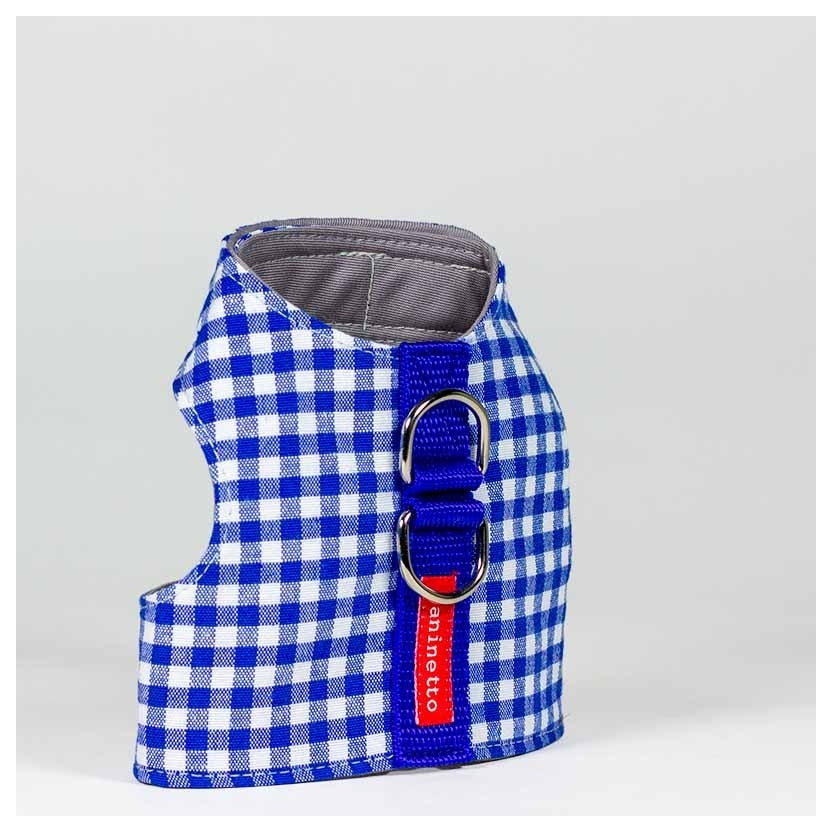 Caninetto Arnés Vichy Azul - Nylon con Cierres de Velcro