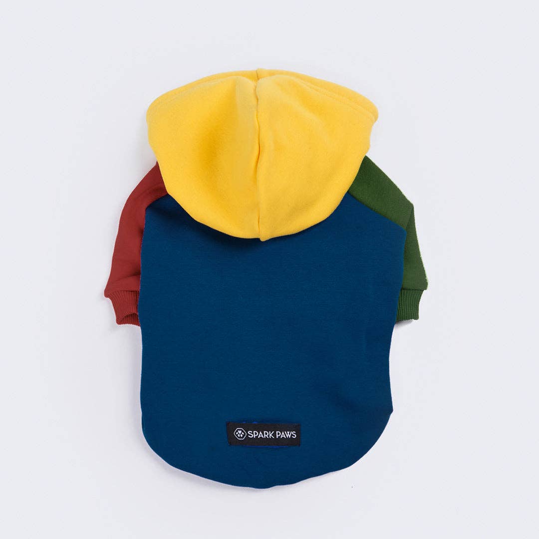 Spark Paws - Primary Color Block Dog Hoodie