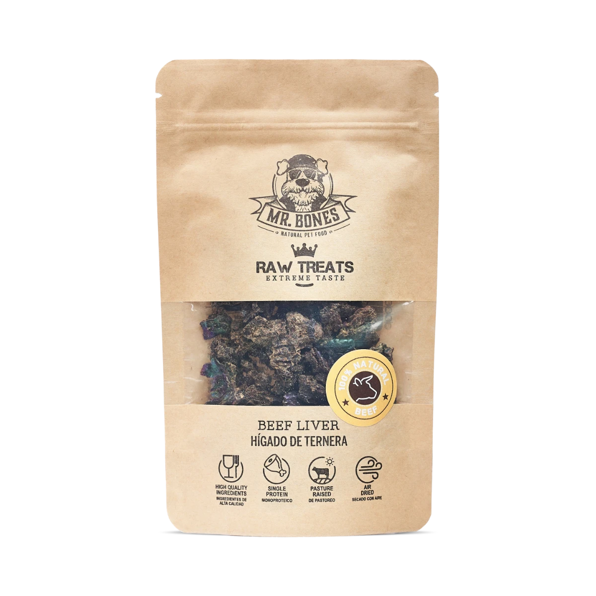 Mr.Bones Natural Dog Treats – Raw Beef Liver – Single-Protein