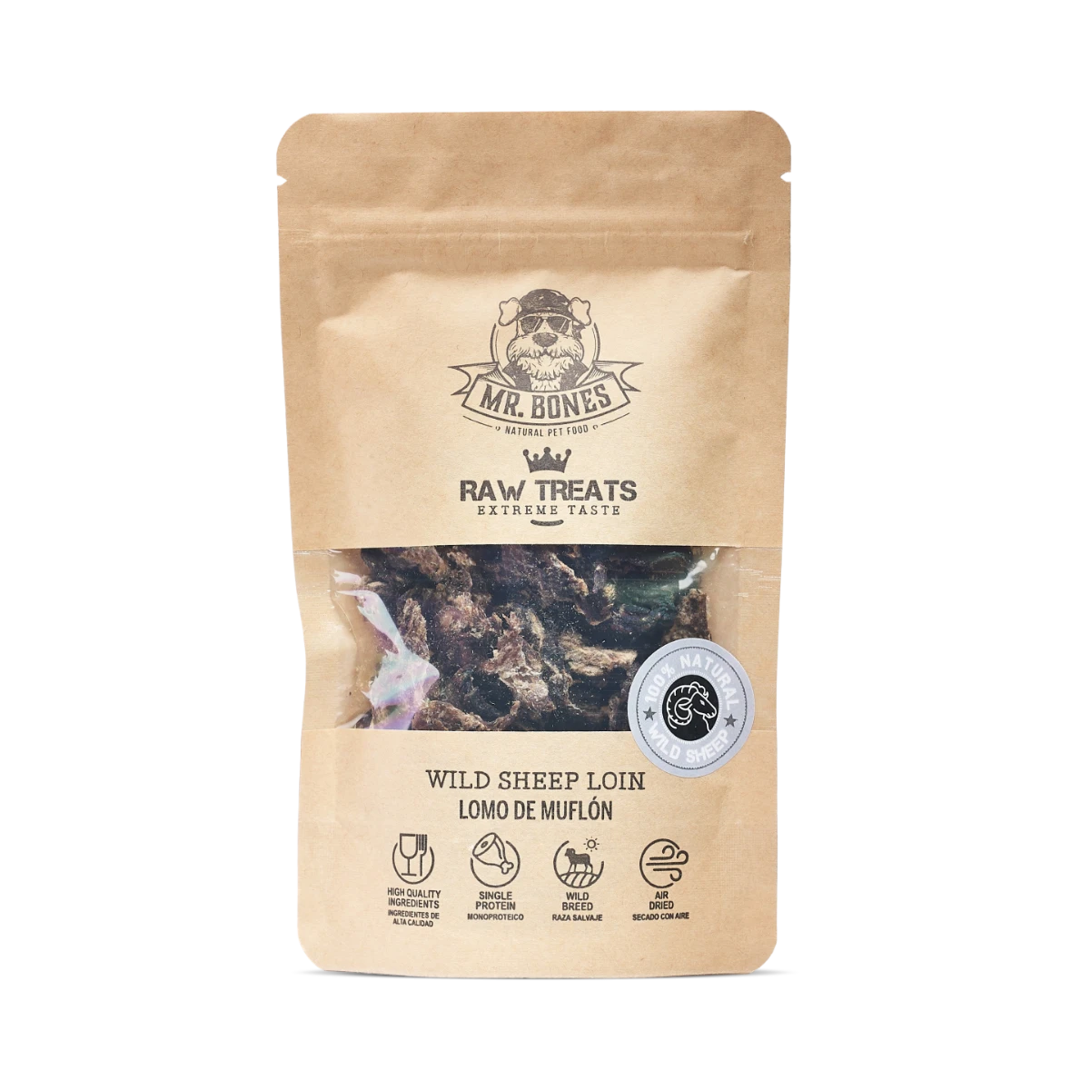 Mr.Bones Natural Dog Treats – Raw Wild Sheep Loin – Single-Protein