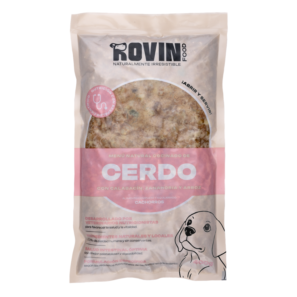Rovinfood - Menú Cerdo - Comida Cocinada Para Cachorros Congelada