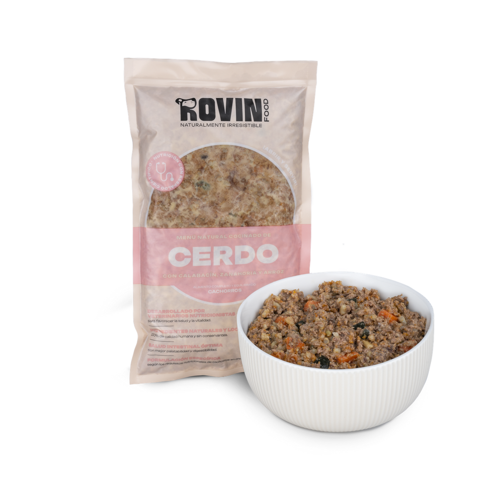 Rovinfood - Menú Cerdo - Comida Cocinada Para Cachorros Congelada