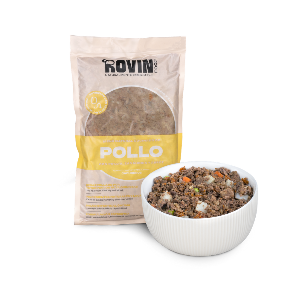 Rovinfood - Menú Pollo - Comida Cocinada Para Cachorros Congelada