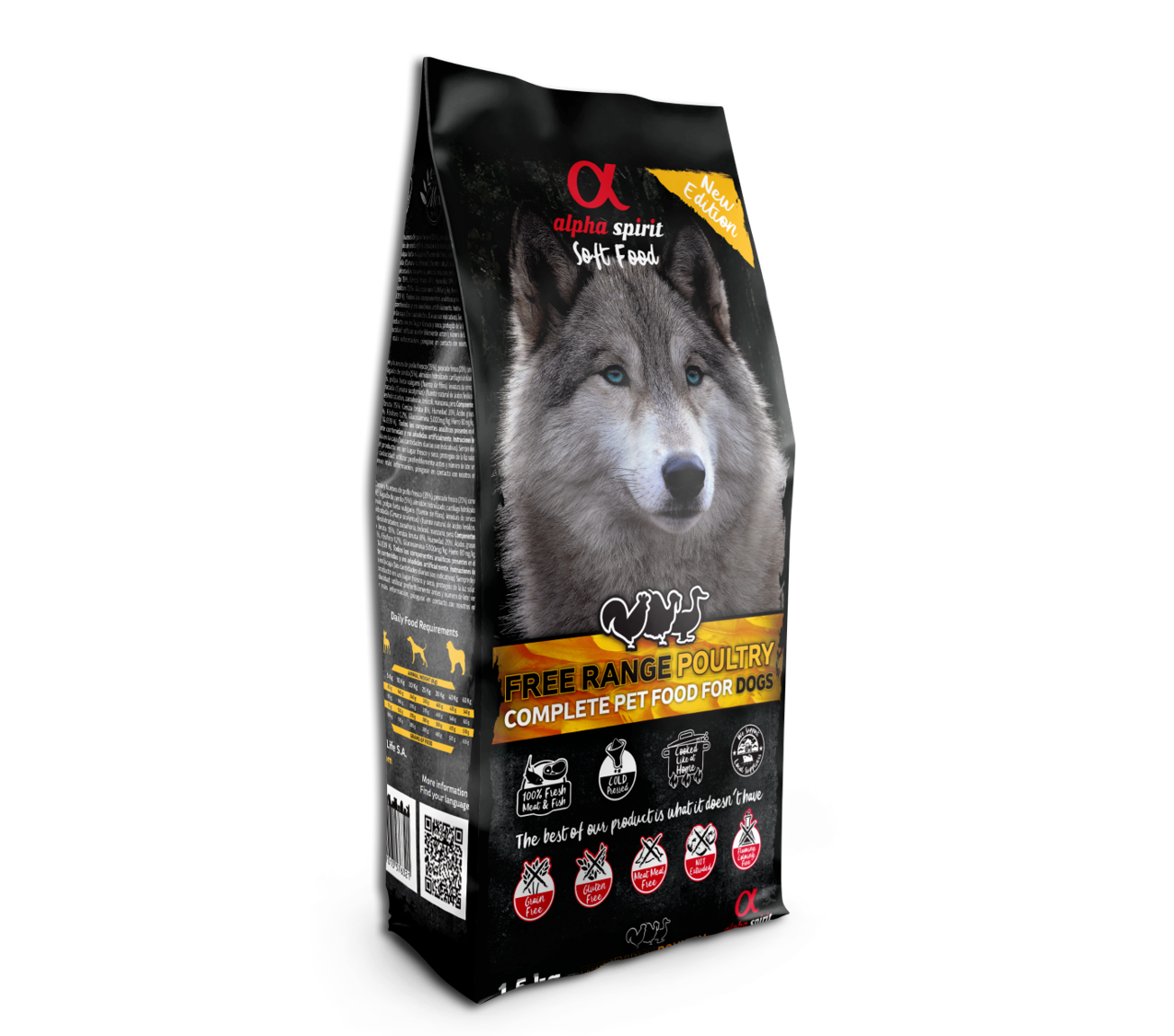 Alpha Spirit Semi‑Moist Dog Food - Free-Range Poultry for Adults