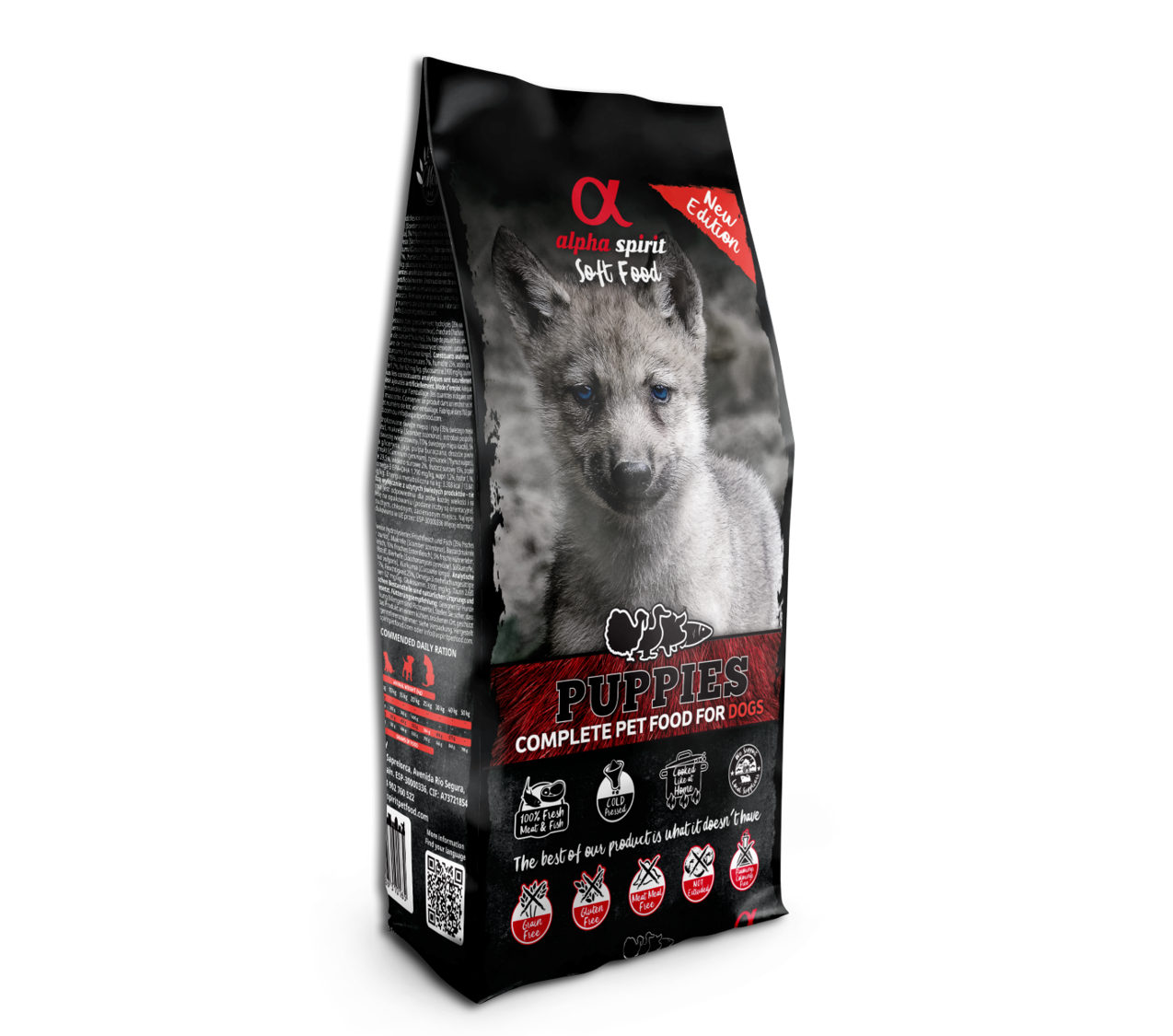 Alpha Spirit Semi‑Moist Dog Food - Fresh Meat & Fish - Puppies