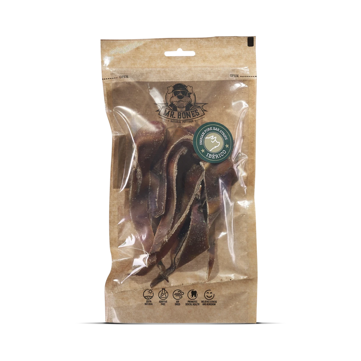 Mr.Bones Natural Dog Chews – Iberian Pork Ear Strips – Natural Dental Health