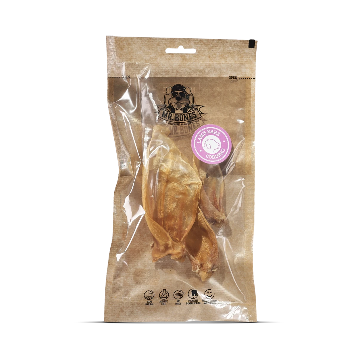 Mr.Bones Chews Naturales para Perros – Oreja de Cordero – Salud Dental Natural