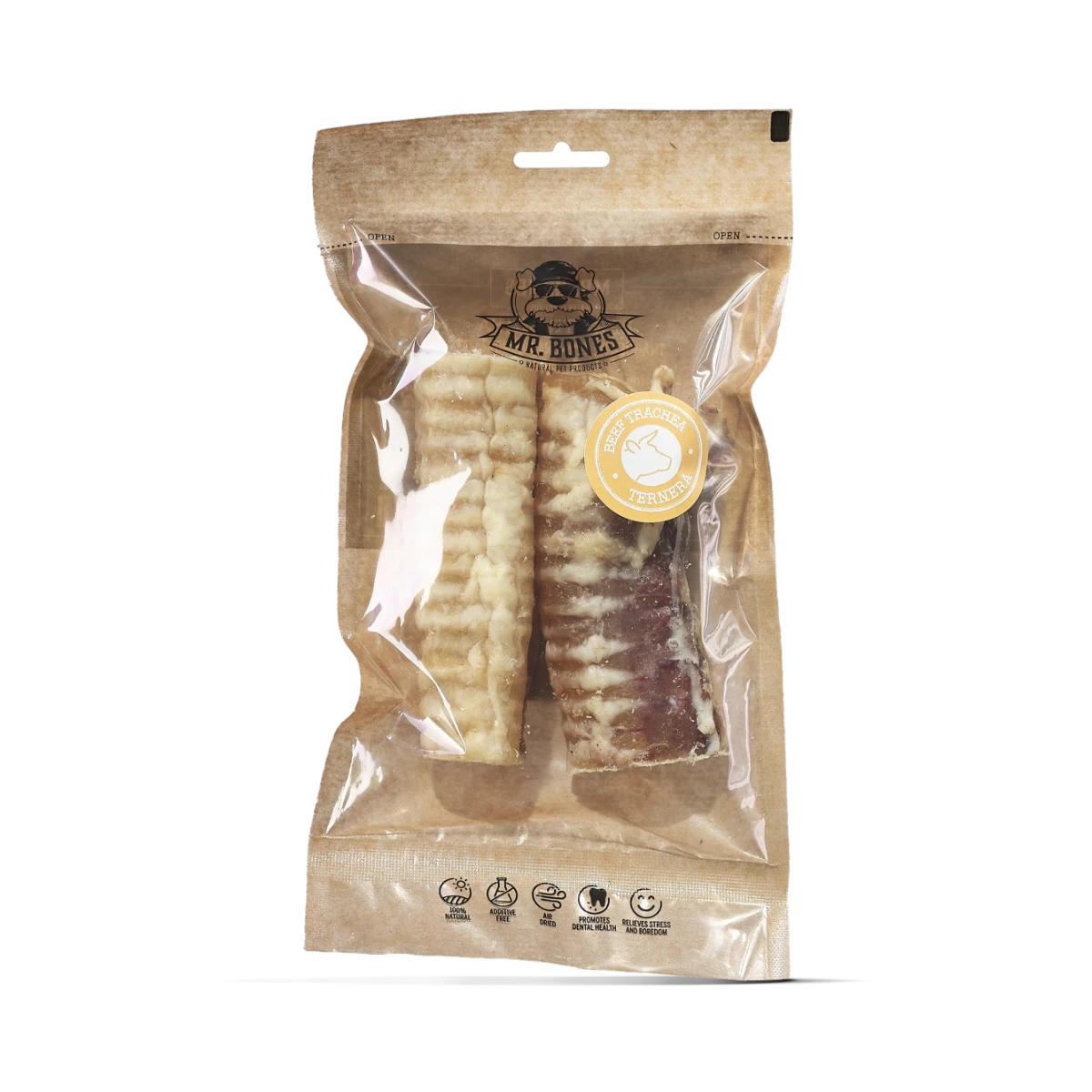 Mr.Bones Natural Dog Chews – Tráquea de Res – Salud Dental Natural